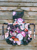 Ladies Apron with Ruffles - Francine Black