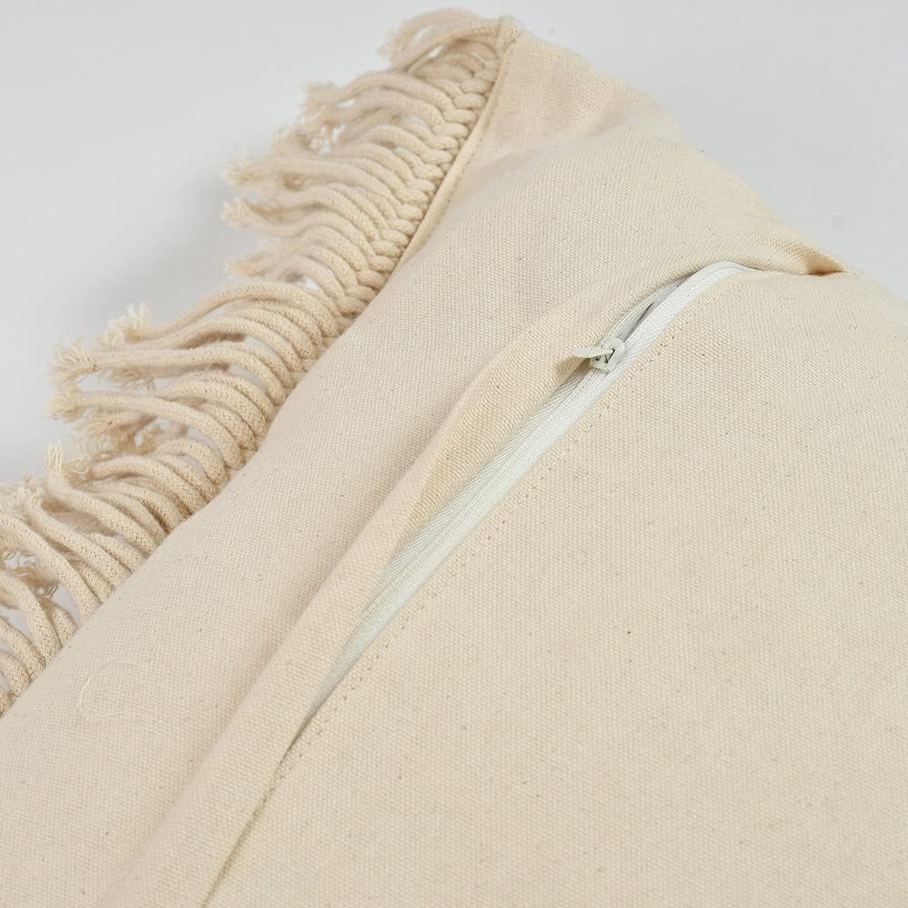 Handgewebter Makramee-Kissenbezug – 45×45 cm, Naturbaumwolle