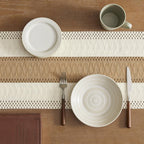 Handgewebter Tischläufer aus Baumwolle - Boho Bicolor, Creme & Braun, 30×183 cm