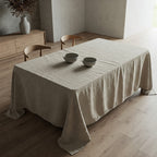 Tischdecke aus 100 % Leinen – Natur, ungefärbt, handgefertigt