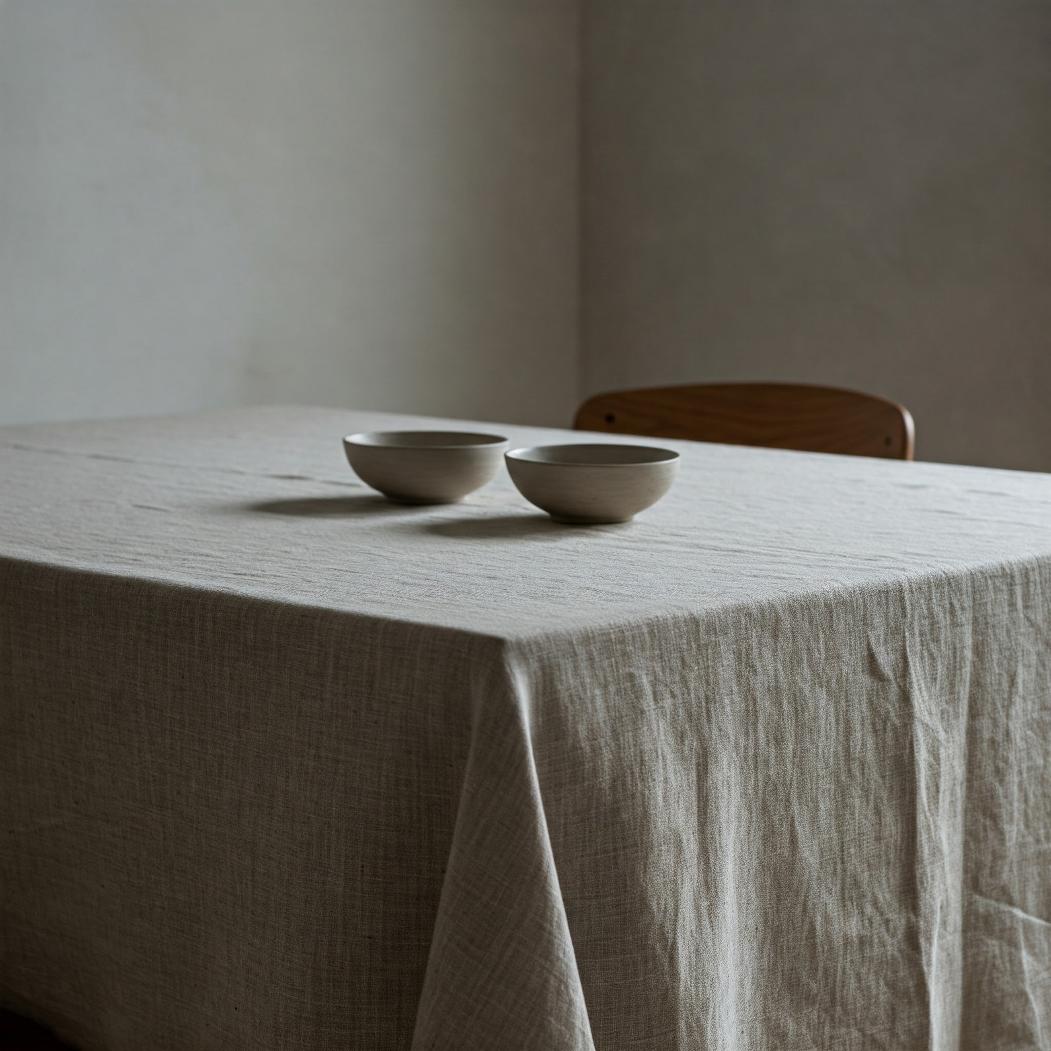 Tischdecke aus 100 % Leinen – Natur, ungefärbt, handgefertigt