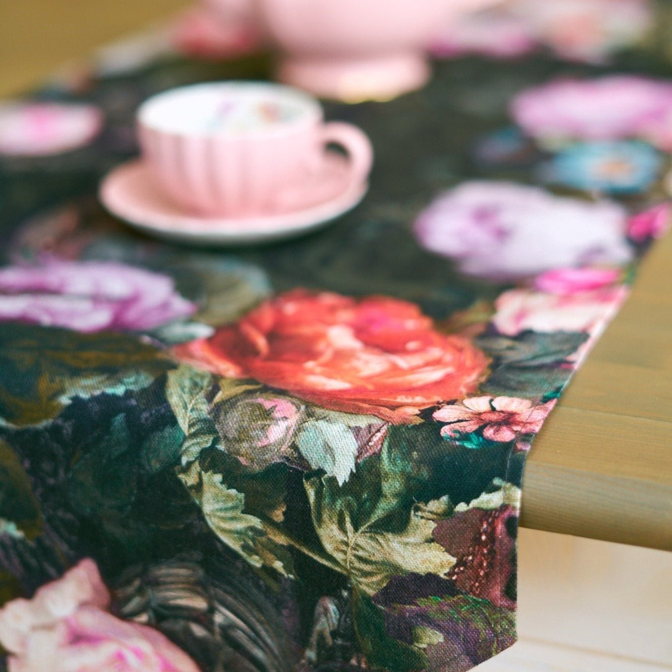 Francine Black Table Runner with Tassels