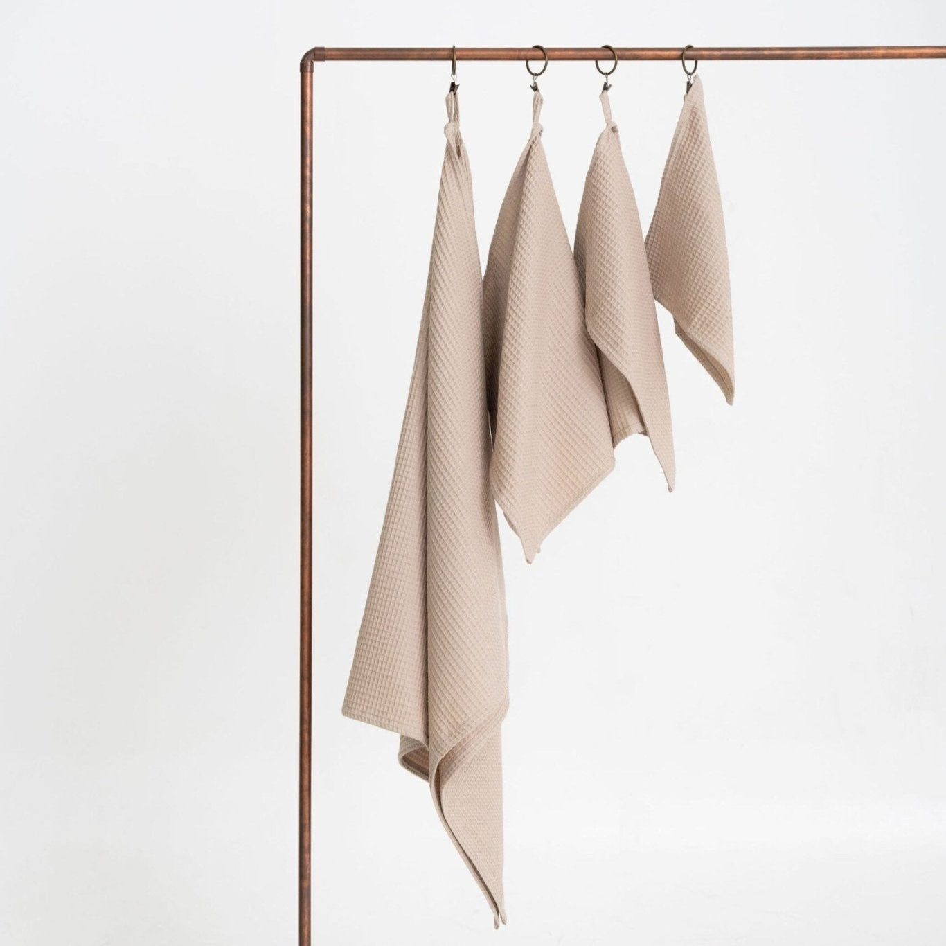 Organic Waffle Cotton Towel - Beige